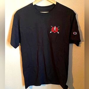 Champion size medium black t shirt with embroidery design
